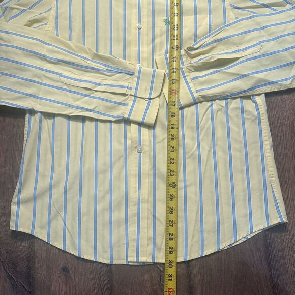 Abercrombie Fitch Muscle Yellow/Blue Striped Button Down Shirt Men Large UGC - Picture 3 of 7